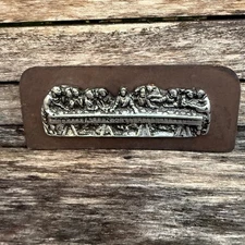 Vintage Olive Wood Metal Last Supper Small Wall Plaque Decor Religious Wall Art