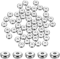 100 StüCk Perlen Set FüR ArmbäNder,5Mm Edelstahl Flache Runde Perlen Perlen Zum