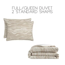Hudson Park Marbled Sand FULL / QUEEN Duvet Cover Set - 3 PIECE