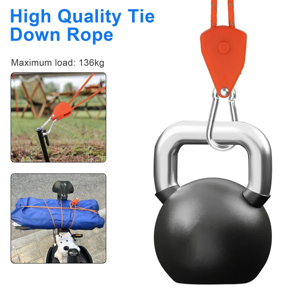 Kit de polea de cuerda de camping de 4 piezas ajustable para tienda de campaña con cable reflectante Foto 3 de 4