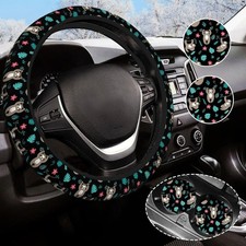 Cute Sloth Steering Wheel Cover Anti-slip 15 Universal With 2 Coasters