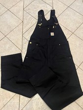 Carhartt Black Cotton Canvas Work Bib Overalls Men s 34x34 MPN 102776-001