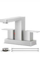 Brushed Nickel Bathroom Sink Faucet 2 Hole 4  Centerset Vanity Mixer with Drain
