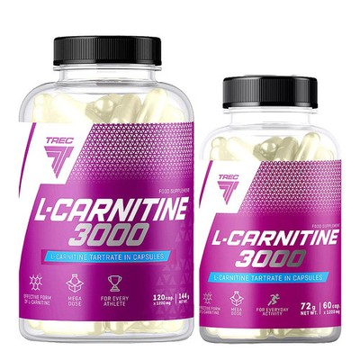 L-CARNITINE 3000 mg - 60-120 Capsules - Fat burner Weight loss Endurance Energy