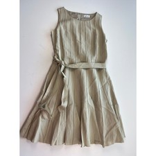 Calvin Klein Women's Size 10P Beige Linen Blend Sleeveless Midi Dress with Belt