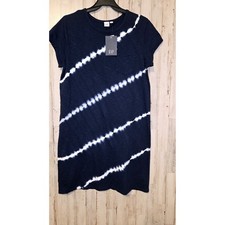 NWT GAP women L Tie Dye 100% Knit T-shirt Shift Dress Knee Stretch jersey Cotton
