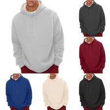 Mens Long Sleeve Pullover Casual Athletic Hoodie Fleece Lined Hooded Sweatshirt