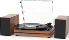 Vintage Record Player with External Speakers Belt-Drive Turntable for Vinyl Reco