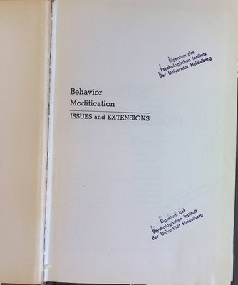Behavior Modification. Issues and Extensions. Bijou, Sidney W. and Emili 2159185
