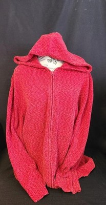 WHITE STAG Women's Plus Red Cozy Knit Sweater Full Zip Hooded 18W/20W