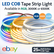 24V COB LED Strip Tape Light 25M RGB Dotless / 3000K 6500K + Controllers Power