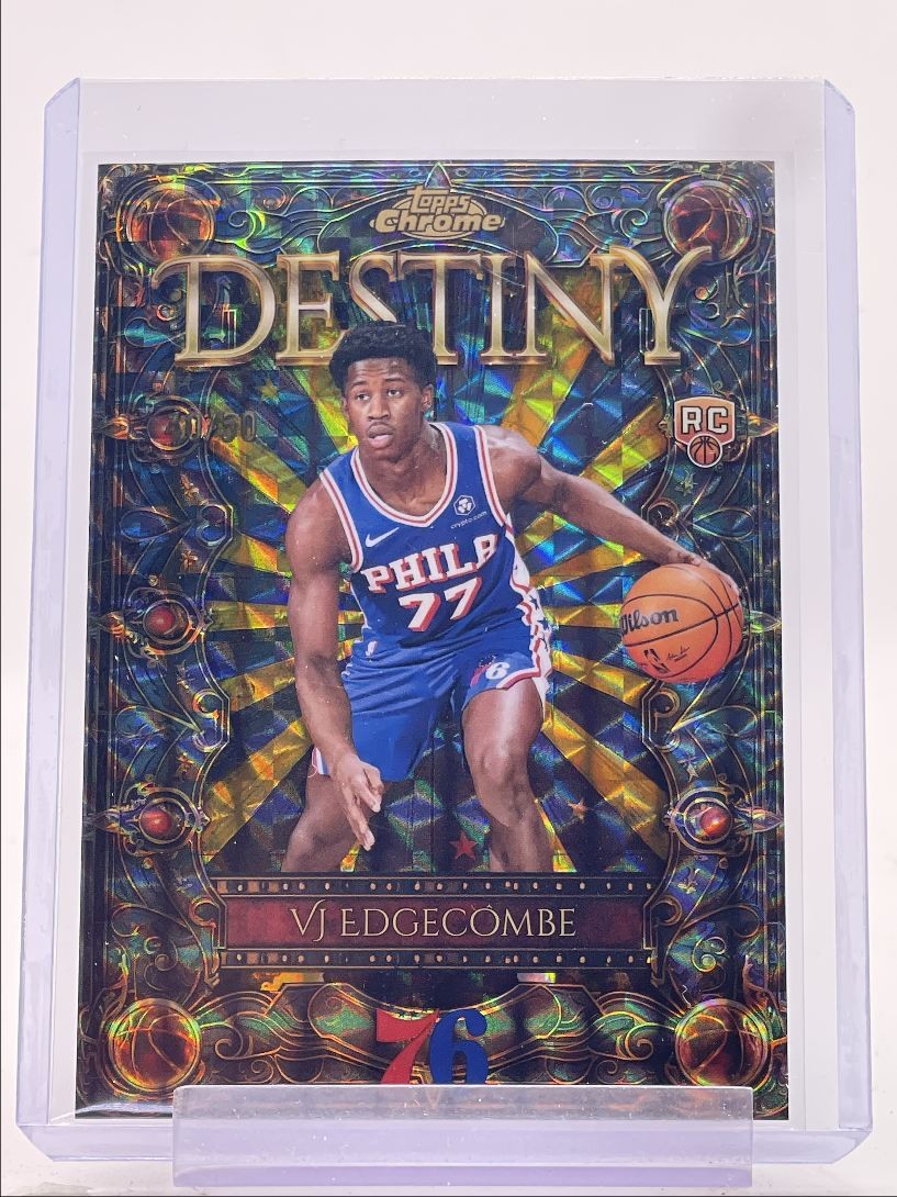 VJ EDGECOMBE 2025-26 TOPPS CHROME DESTINY ROOKIE GOLD GEOMETRIC RC /50 Q6529