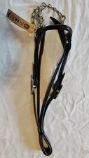 Hamilton Black Leather Round Show Halter for horses and other farm animals