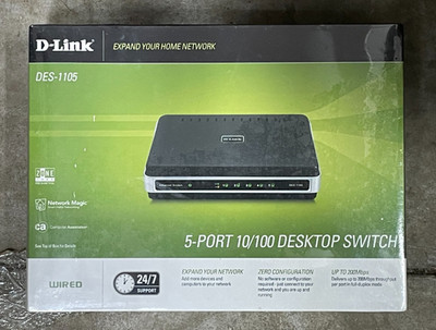 D-Link  DES (DES1105) 5-Port 10/100 Desktop External Switch Factory Sealed