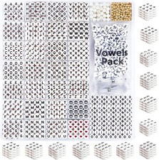 1650PCS A-Z Alphabet Letter Beads, 3 Colors for Jewelry Making 4X7Mm 