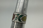 Siam Sterling Silver White Enamel Cigar Band Ring 4.5 White Floral Red Blue Vtg — photo 5