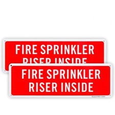 2 Pack Fire Sprinkler Riser Inside Sign 12x4 Inch Aluminum Reflective UV