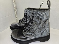 Doc Dr Martens 1460 Brocade Grey Velvet Combat Boots Womens Sz 5 US Sz 3 UK