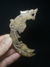 China Antique Jade Hand Carved Dragon Statue Pendant Decoration Gift Collection