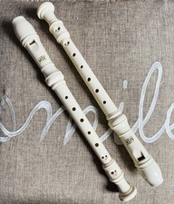 2 Pieces Soprano Recorder Instrument Beige Plastic Beginner Level Flute