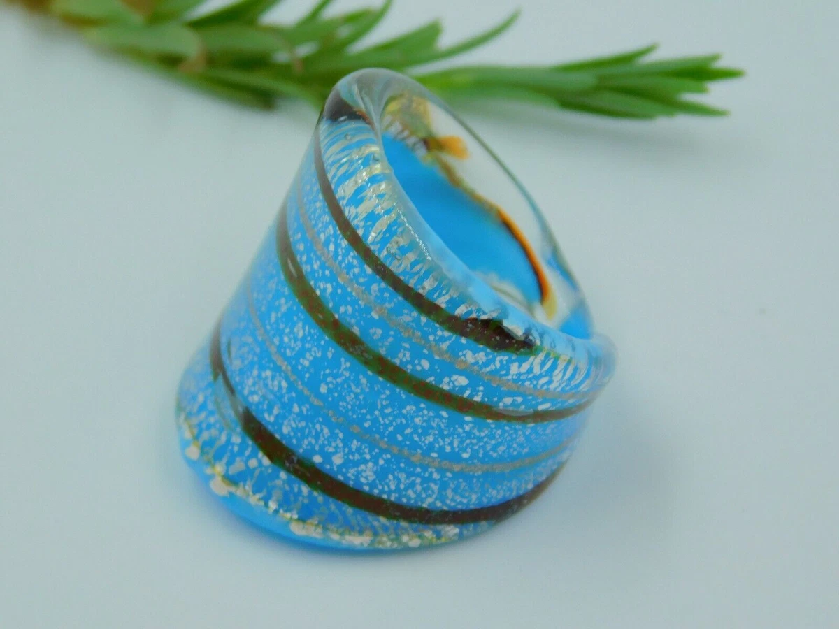 Artisan Butterfly Ring Venetian Glass Handmade Ring Murano