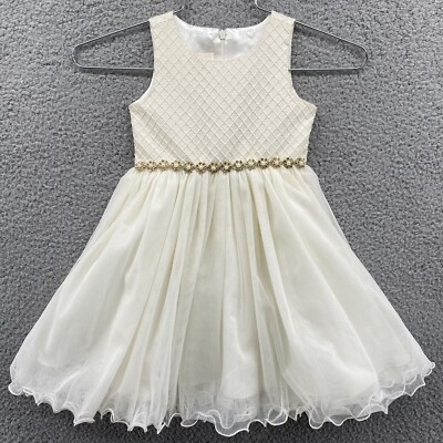 American Princess Girls Size 2T Ivory Sleeveless Rhinestone-Accented Dress  | eBay