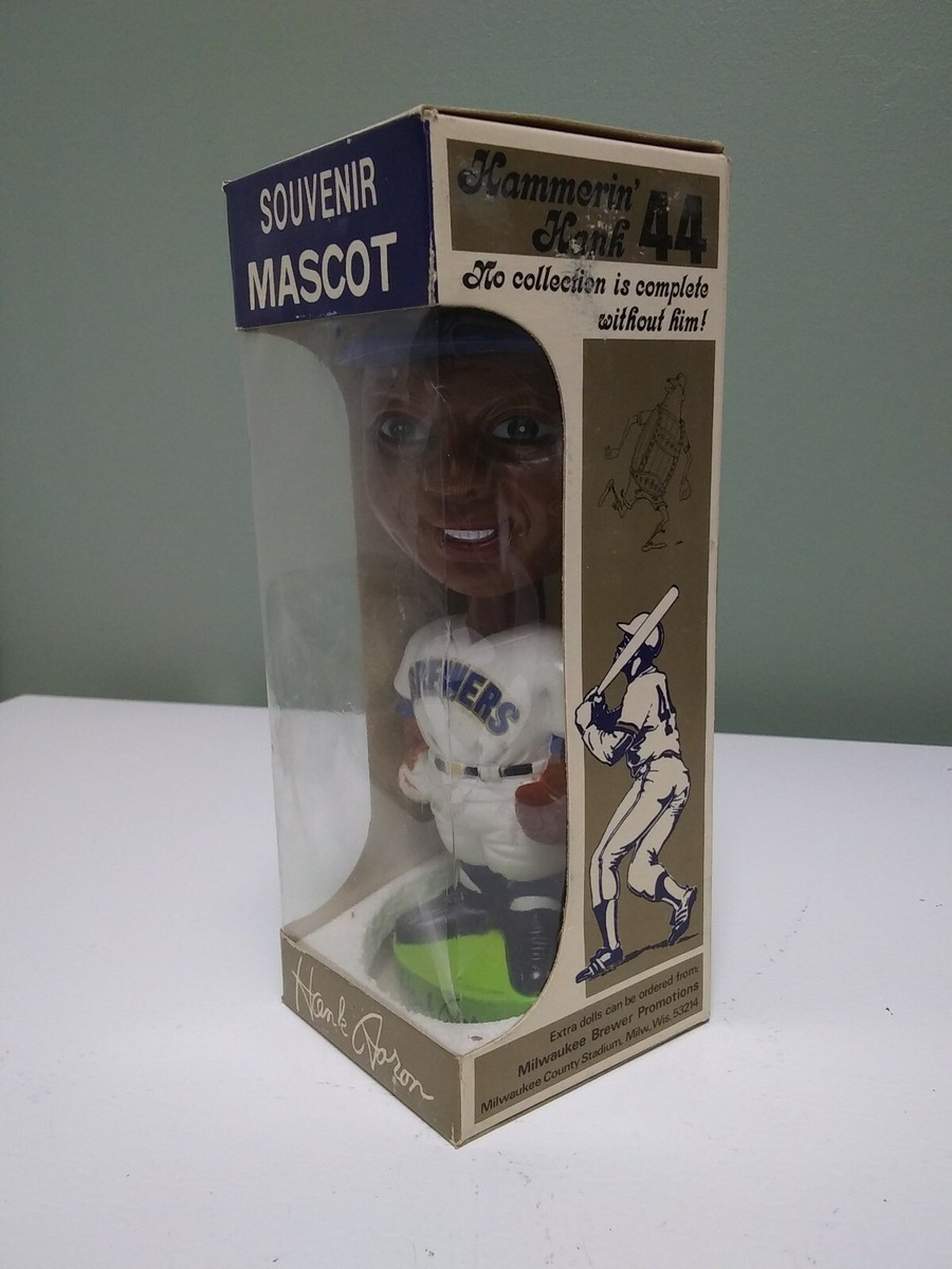 HANK AARON MILWAUKEE BREWERS SOUVENIR MASCOT BOBBLE HEAD & BOX
