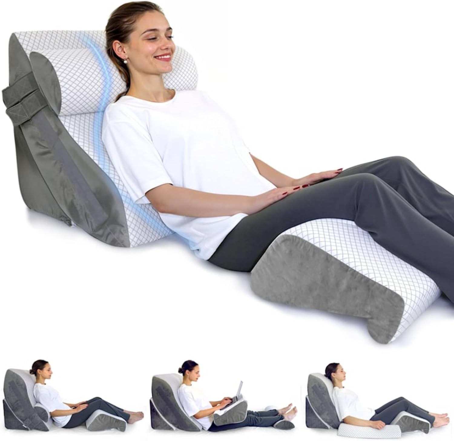 4PCS Wedge Pillow Set for after Surgery, Bed Wedge Pillow Post Surgery, Back Sup