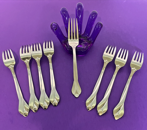 8 Oneida SATIN TRIBECA SS USA Abendessen Gabeln Frost Hdl glänzend Schüssel Besteck 7 1/4" - Bild 10 von 11