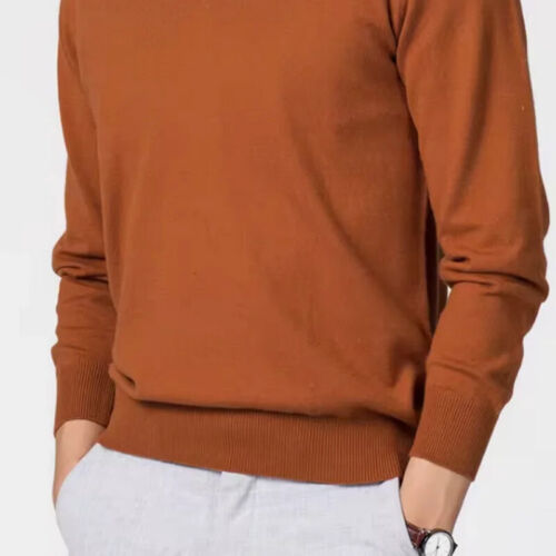 Classic pullover V-neck sweater for men Autumn-winter cashmere cotton blend - Picture 25 of 34