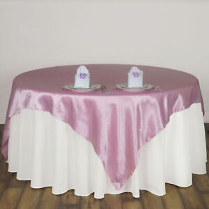 Pink SATIN 60x60" Embossed Table OVERLAY High Quality Wedding Party SALE 
