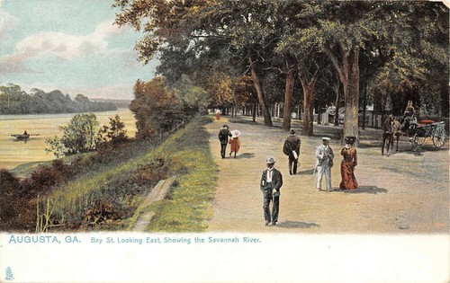 GA ~ GEORGIA ~ AUGUSTA ~ BAY STREET MIT BLICK NACH OSTEN ZEIGT SAVANNAH RIVER ~ UM 1910