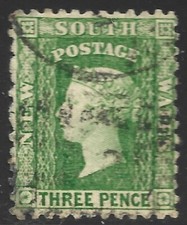 New South Wales, Scott #63h, 3p Queen Victoria, Wmk 55, Used