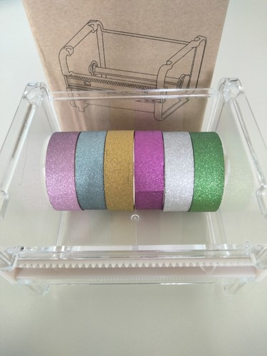 NEW- Washi Tape Holder Cutter Clear with Washi Tape Included