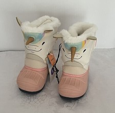 Cat Jack Unicorn Winter Boots Pink w White Faux Fur Toddler Size 6 CUTE