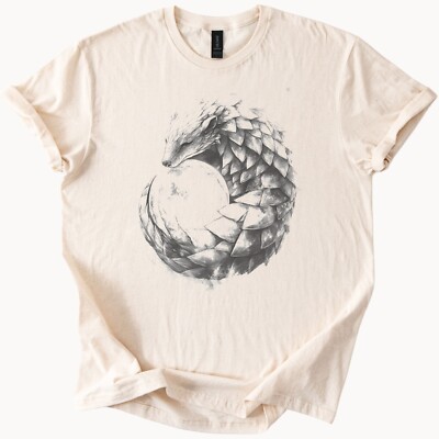 Pangolin Dragon Art Fantasy Creature Graphic Shirt in Yin Yang Style