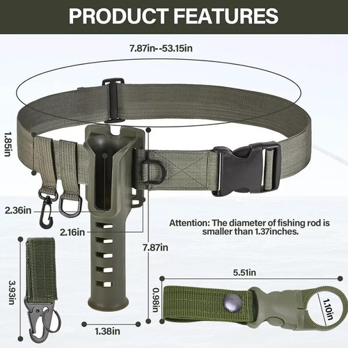 Fishing Wading Belt Rod Holder Adjustable Wader Fishing Waist Belt for Fly Su... - Picture 2 of 2