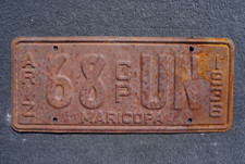 1936 Arizona License Plate # 68 - UN