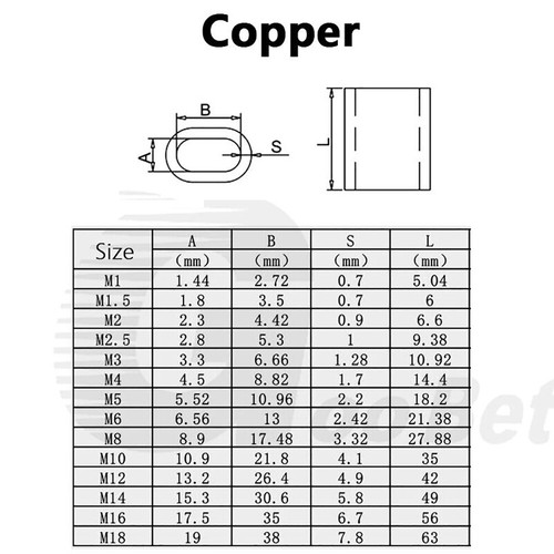 Stainless Steel/Copper Wire Rope Ferrules Crimping Sleeve Cable Round Hole Clamp - Picture 3 of 8
