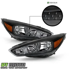 US Type 2015 2016 2017 2018 Ford Focus Black Crystal Headlights Headlamps LH+ RH