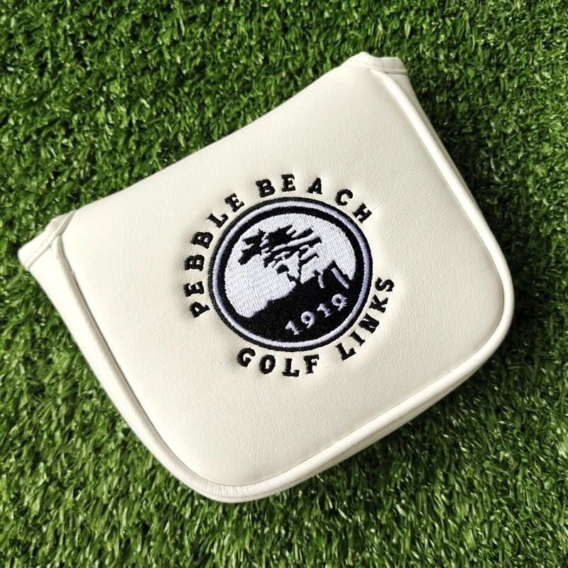 White Pebble Beach Golf Square Mallet Putter Head Cover for Center