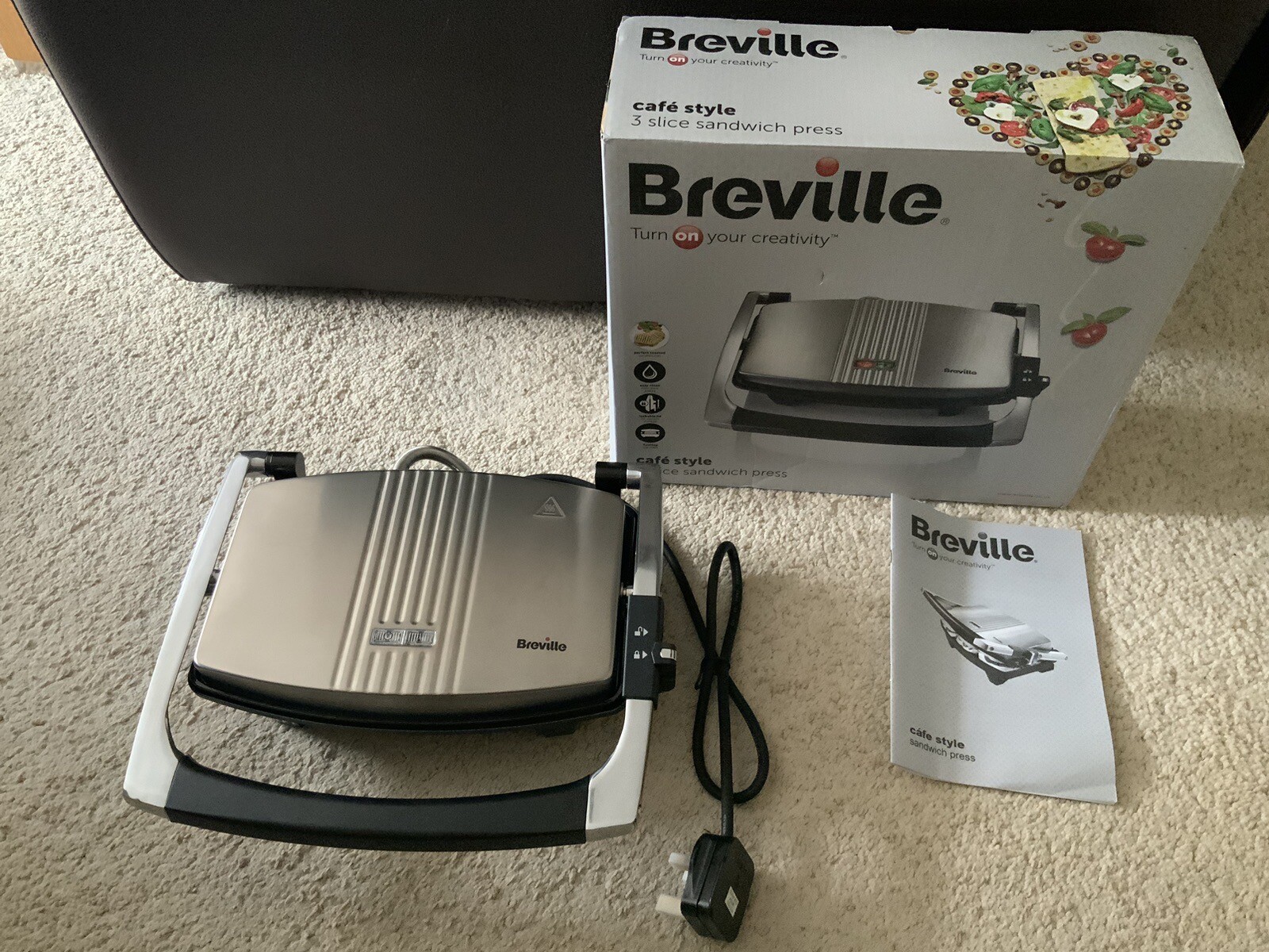Breville VST025 Sandwich/Panini Press & Toastie Maker 3Slice NEW