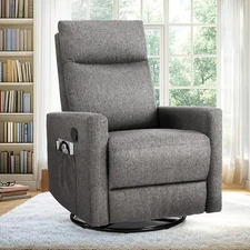 Rocking Recliner Chair with Footrest Single Sofa for Living Room Office Grey