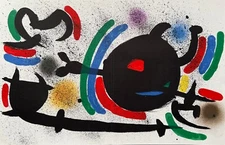 Joan Miro Original Stone Lithograph X Mourlot 1972 Doublepage Art with COA
