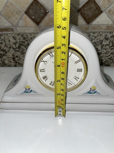 Laura Ashley Shelf/ Mantle Clock White Porcelain Pink Floral Gold Accent 9” X6” - Picture 6 of 6