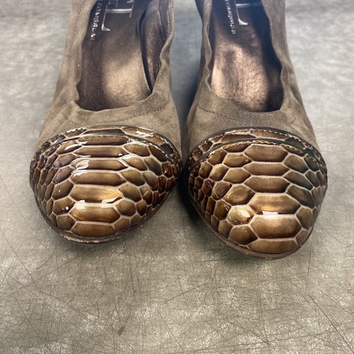AGL ATTILO GIUSTI LEOMBRUNI Brown Snake Cap Toe Wedge Shoes Women’s Size 40.5* - Picture 7 of 10
