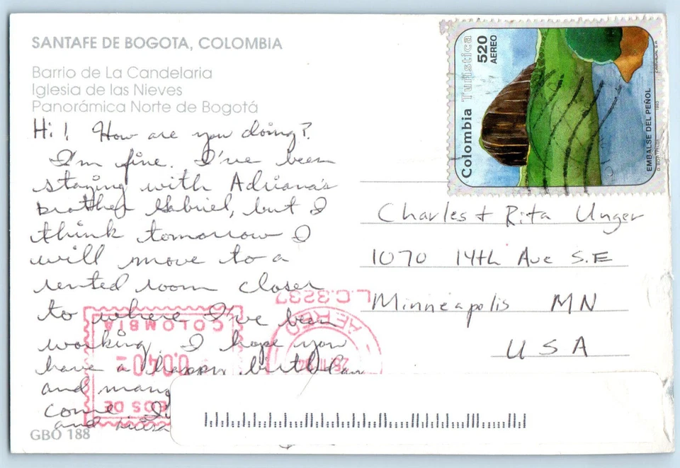 Postal Colombia Saludos desde Bogotá Multiview of Santafe 1994 Vintage Foto 2 de 2