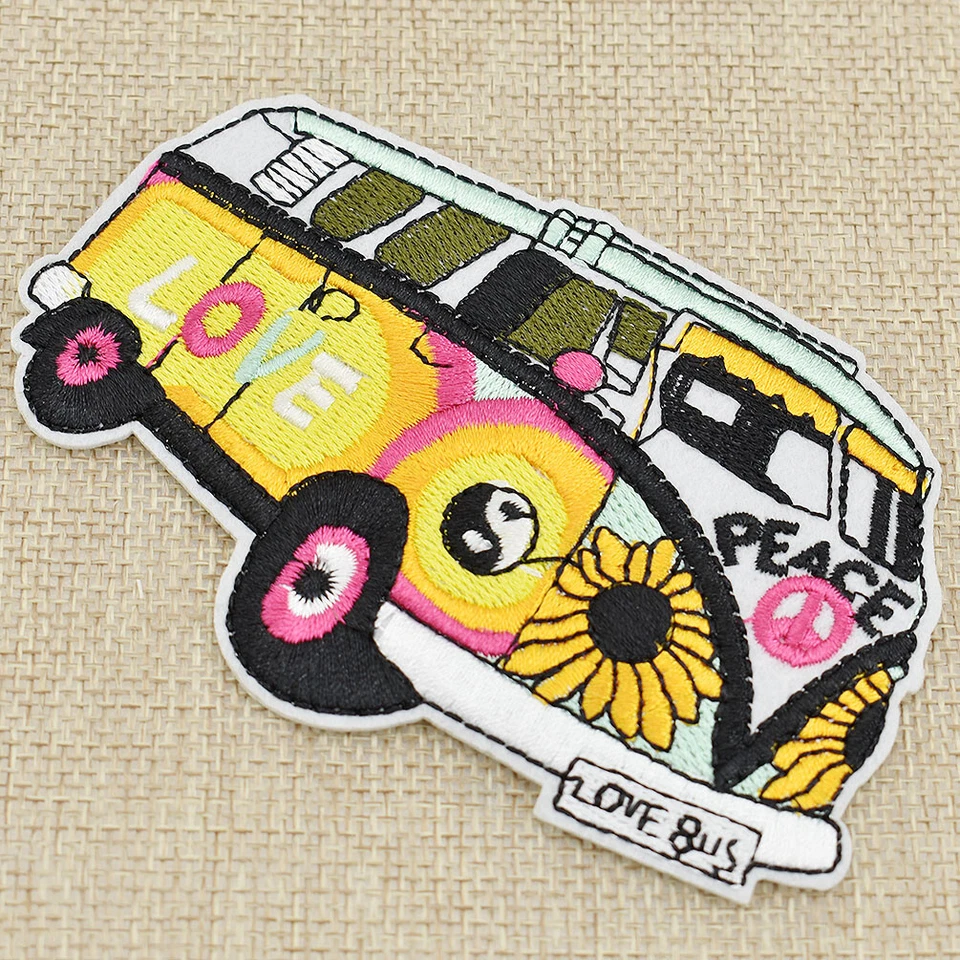Hippie Love Peace Bus Coloured Sew Iron on Patch Badge Embroidery DIY Appliques - Image 3 of 4