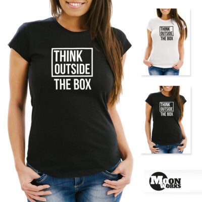 Damen T-Shirt Think Outside the Box Slim Fit Moonworks 