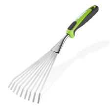 WORKPRO 16inch Stainless Steel Hand Rake Heavy Duty Garden Rake with Soft Handle